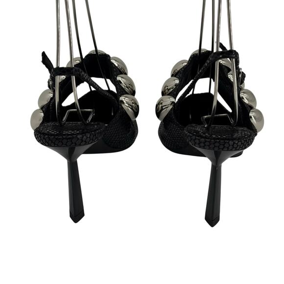 Jeffrey Campbell Black Leather Persona Slingback Pumps Womens 8 - Picture 4 of 13